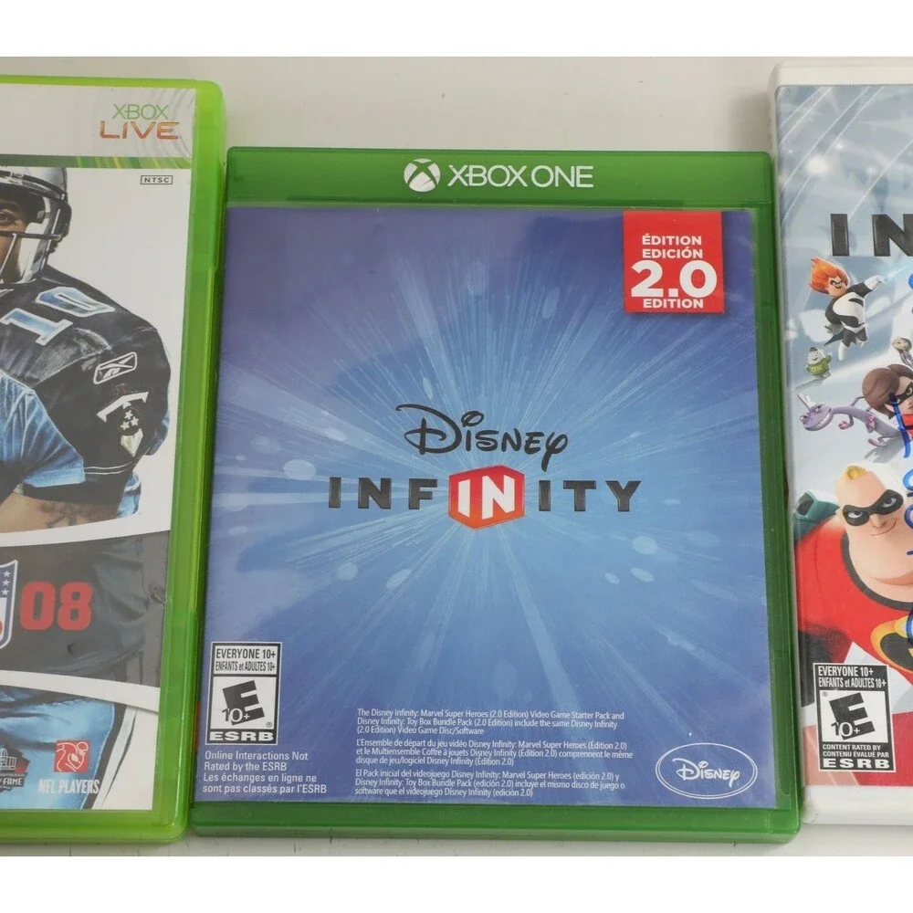 Lot of 3 1-Wii and 2 XBox Video Games, Madden NFL 80, Disney Infinity
